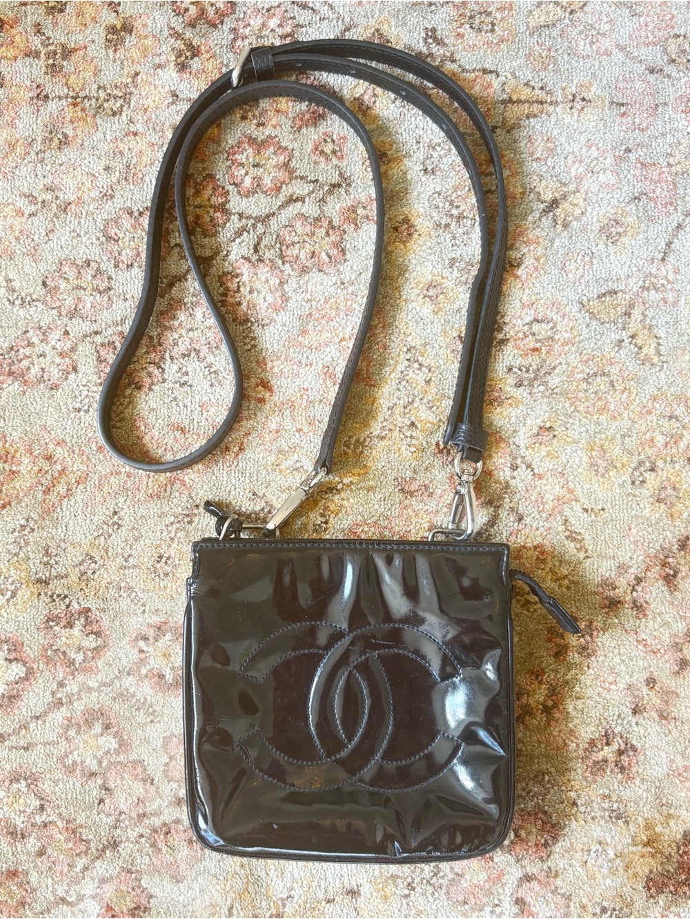Authentic CHANEL Converted Belt Patent Leather Crossbody Bag